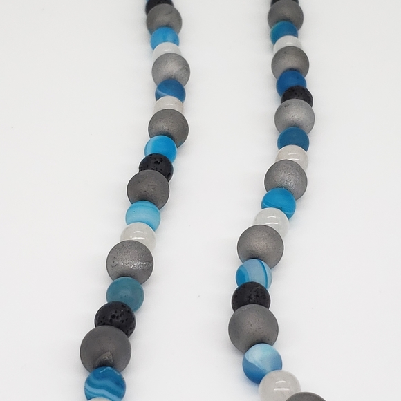 Boho Quartzite, Druzy, Agate & Lava Bead Necklace - Picture 5 of 9